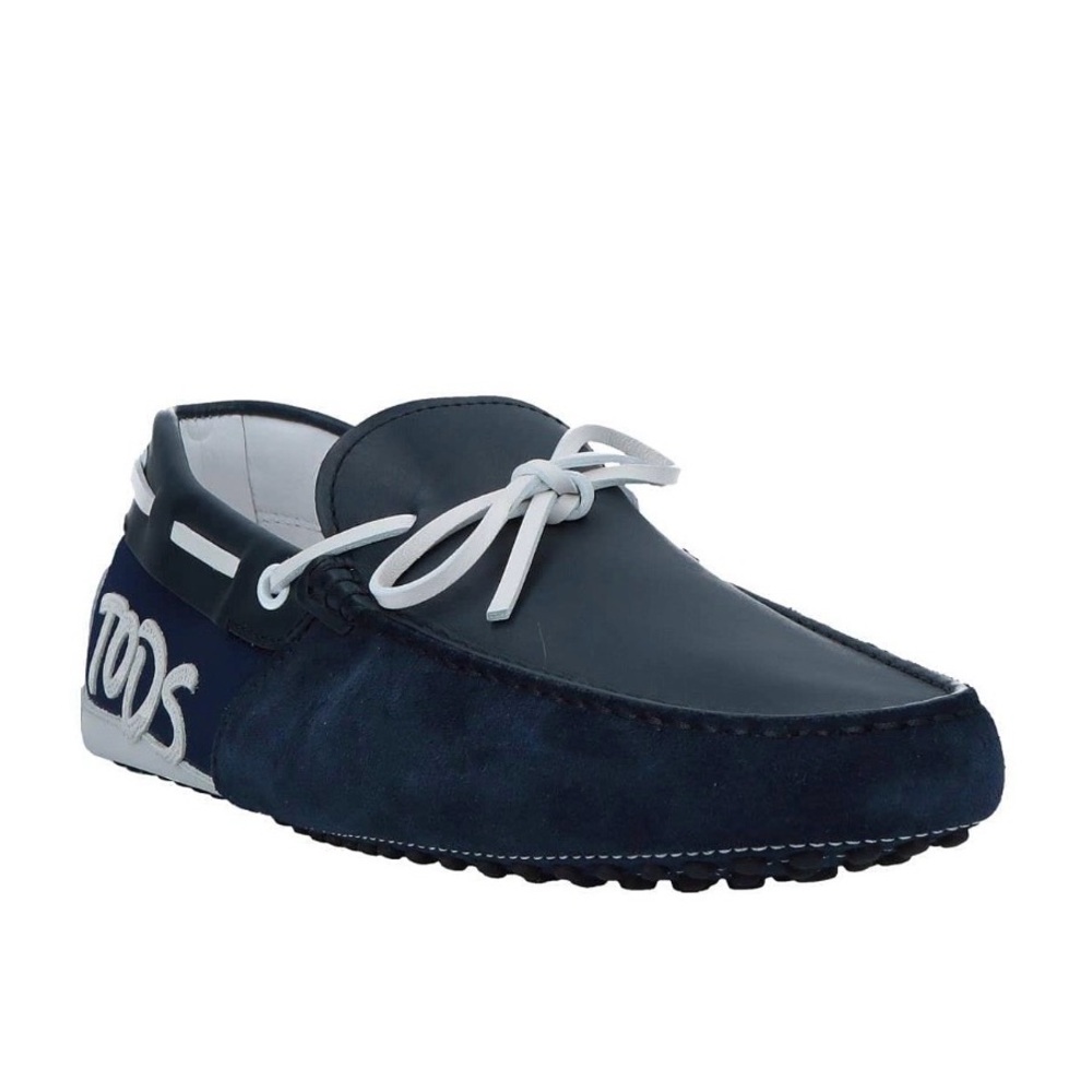 TOD'S Navy Suede & Leather Slip-On Driving Moccasins